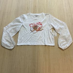 SO Cupid Cherub Angel White Top Eyelet Sleeves Juniors Small Brand New Love